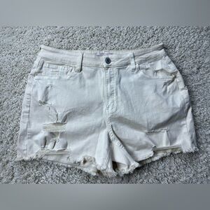 SO Juniors Size 17 Curvy Midi High Rise Distressed Shorts